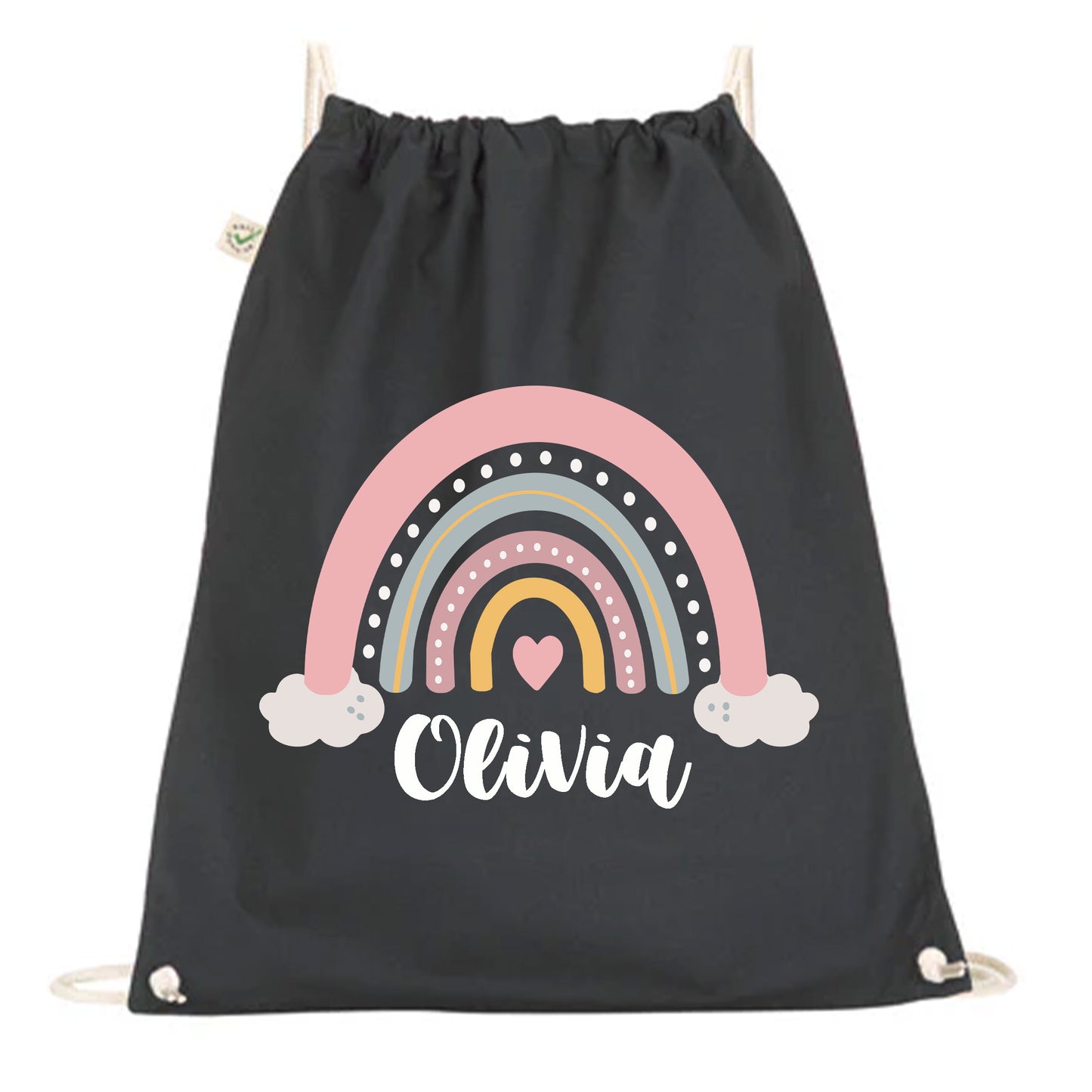 Gympapåse Regnbåge Moln med Personligt Namn-Lovely Text