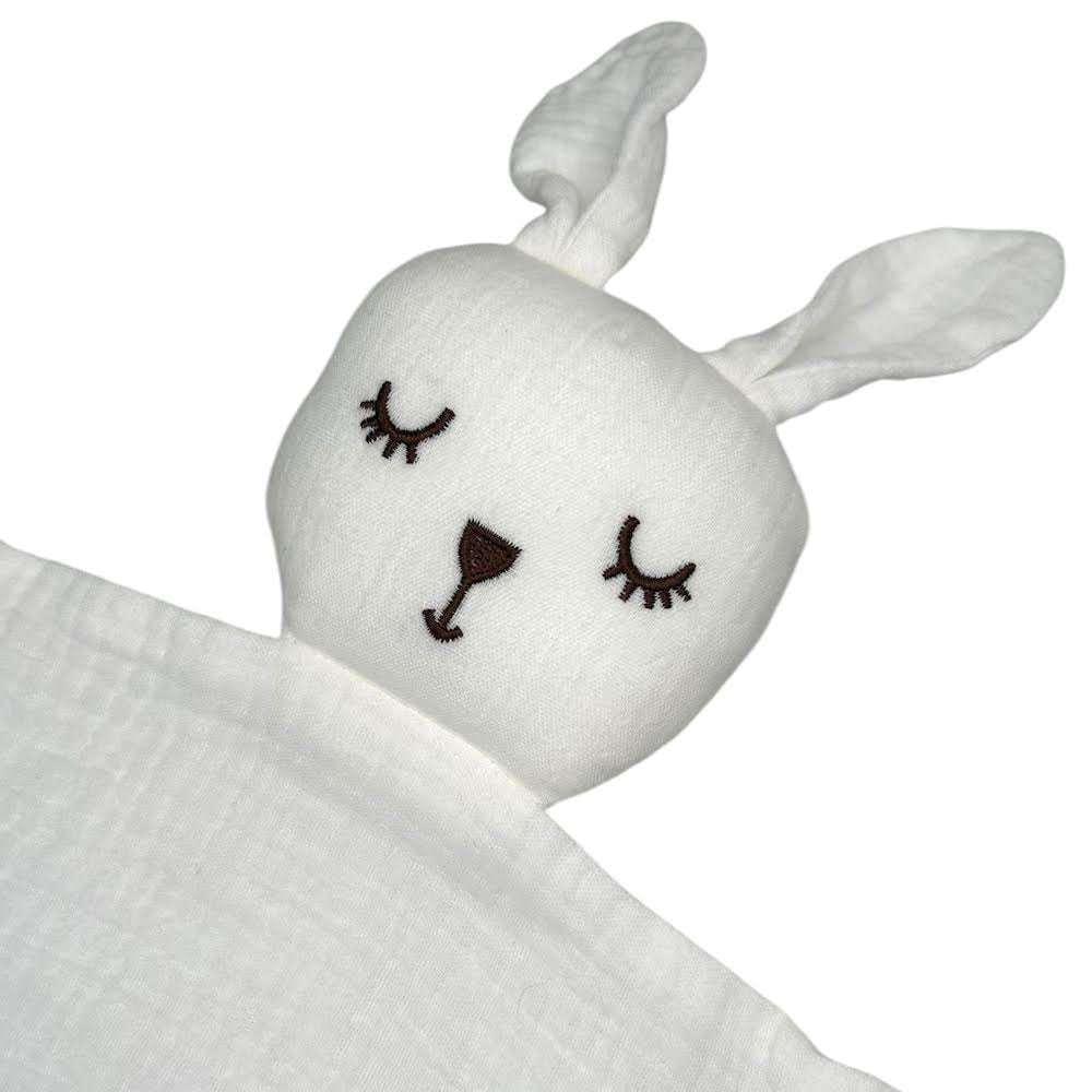 Personlig Kanin Snuttefilt med Namn – Vit Mjuk Babyfilt & Dopgåva 🤍-Lovely Text