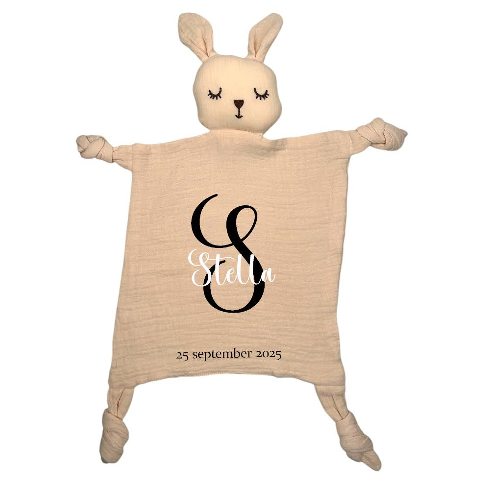 Personlig Kanin Snuttefilt med Namn – Babyfilt & Dopgåva ✨-Lovely Text