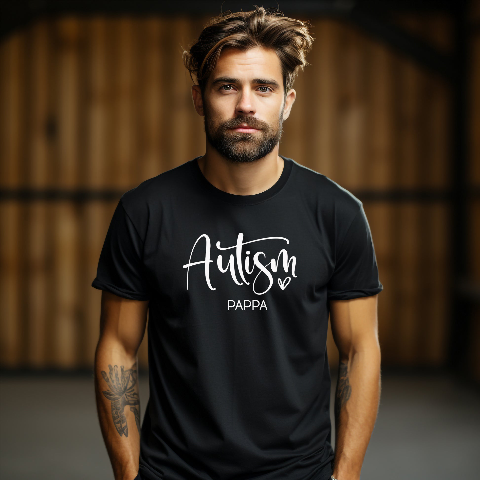 T-shirt för Autism Stolta Pappor – Kärlek, Stöd & Styrka-Lovely Text