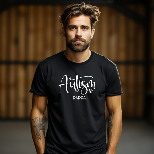 T-shirt för Autism Stolta Pappor – Kärlek, Stöd & Styrka-Lovely Text