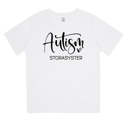 Autism Storasyster - Barn T-shirt 🌟 En Stolt Storasyster!-Lovely Text