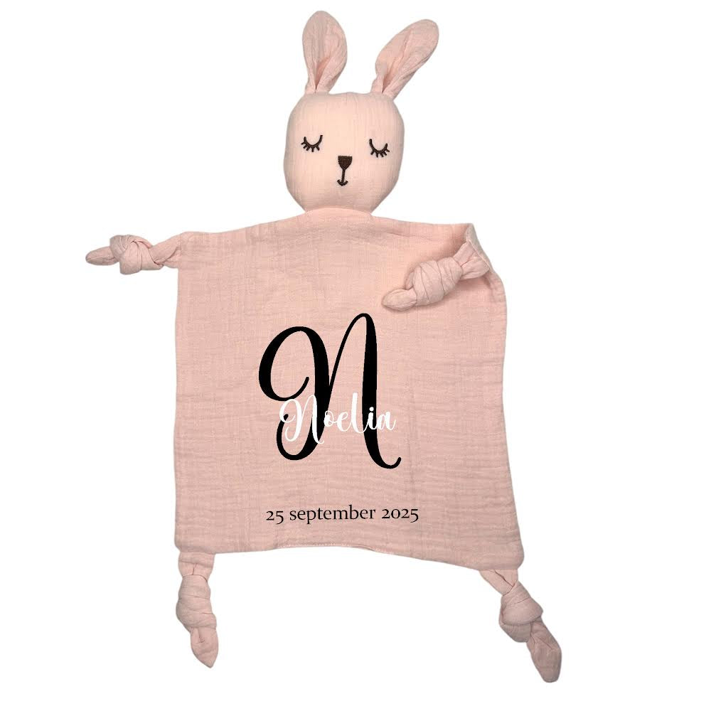 Personlig Kanin Snuttefilt med Namn – Babyfilt & Present till Nyfödd 💕-Lovely Text