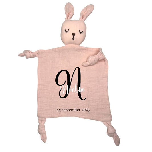 Personlig Kanin Snuttefilt med Namn – Babyfilt & Present till Nyfödd 💕-Lovely Text