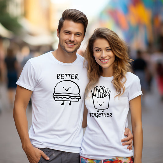 T-shirt Set – Better och Together – Hamburgare & Pommes Frites-Lovely Text