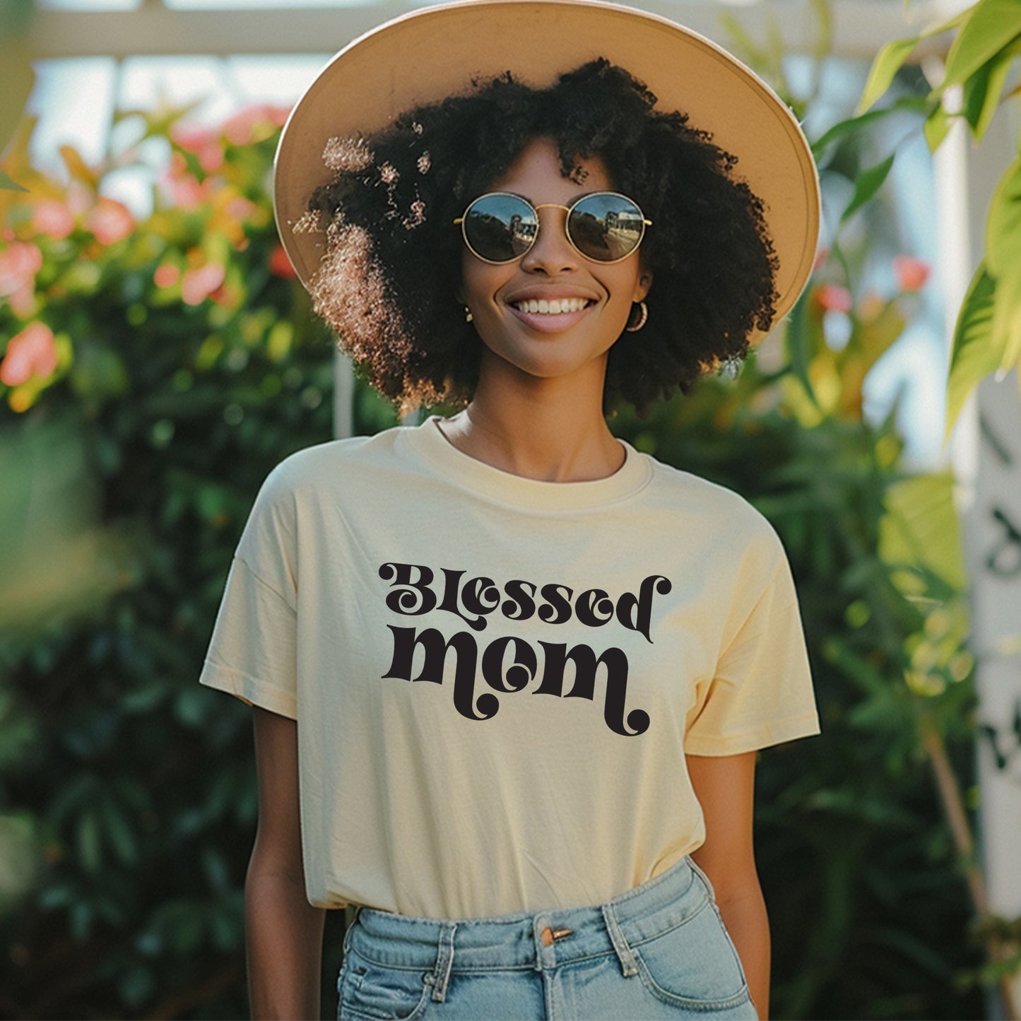 Välsignad Mamma T-shirt-Lovely Text