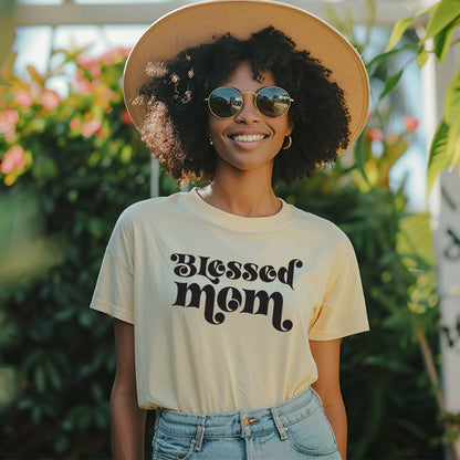 Välsignad Mamma T-shirt-Lovely Text