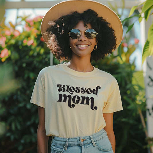 Välsignad Mamma T-shirt-Lovely Text