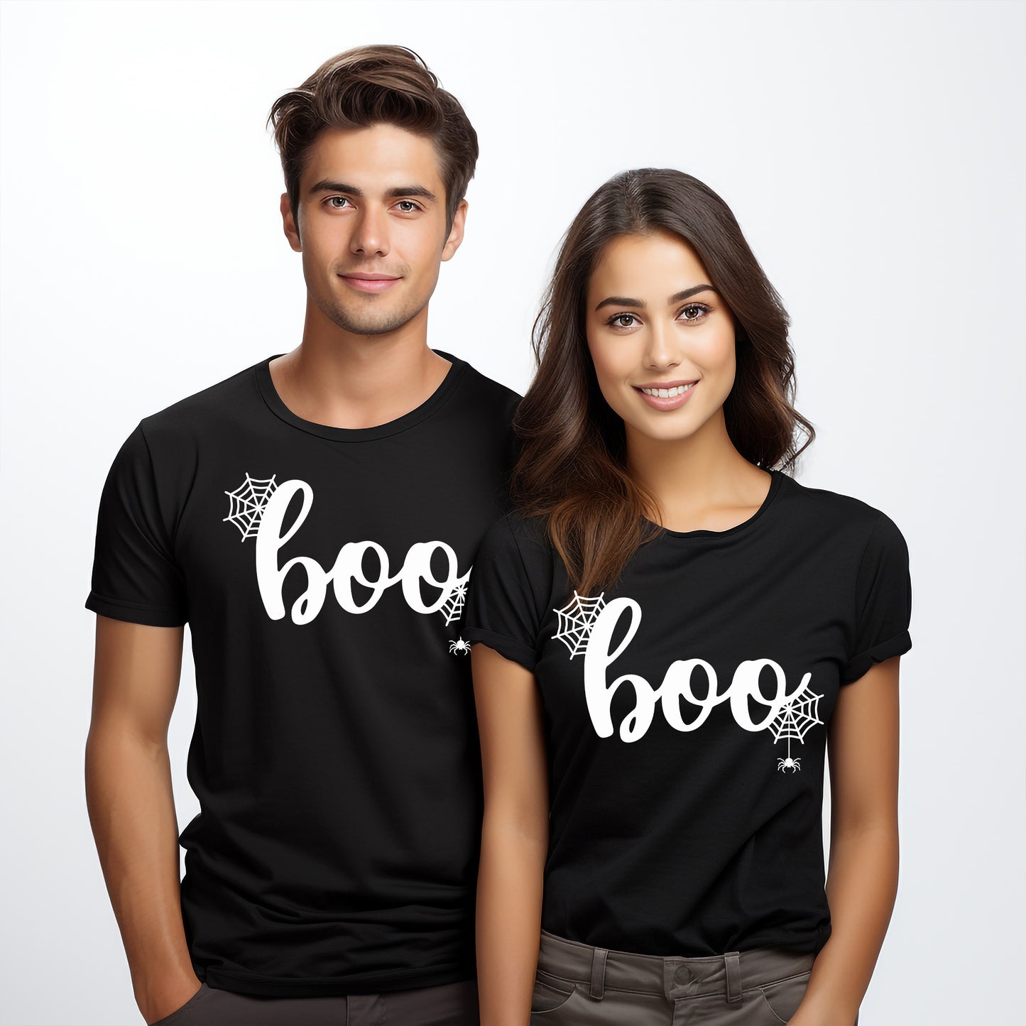 Boo Spindelnät Halloween T-shirt-Lovely Text