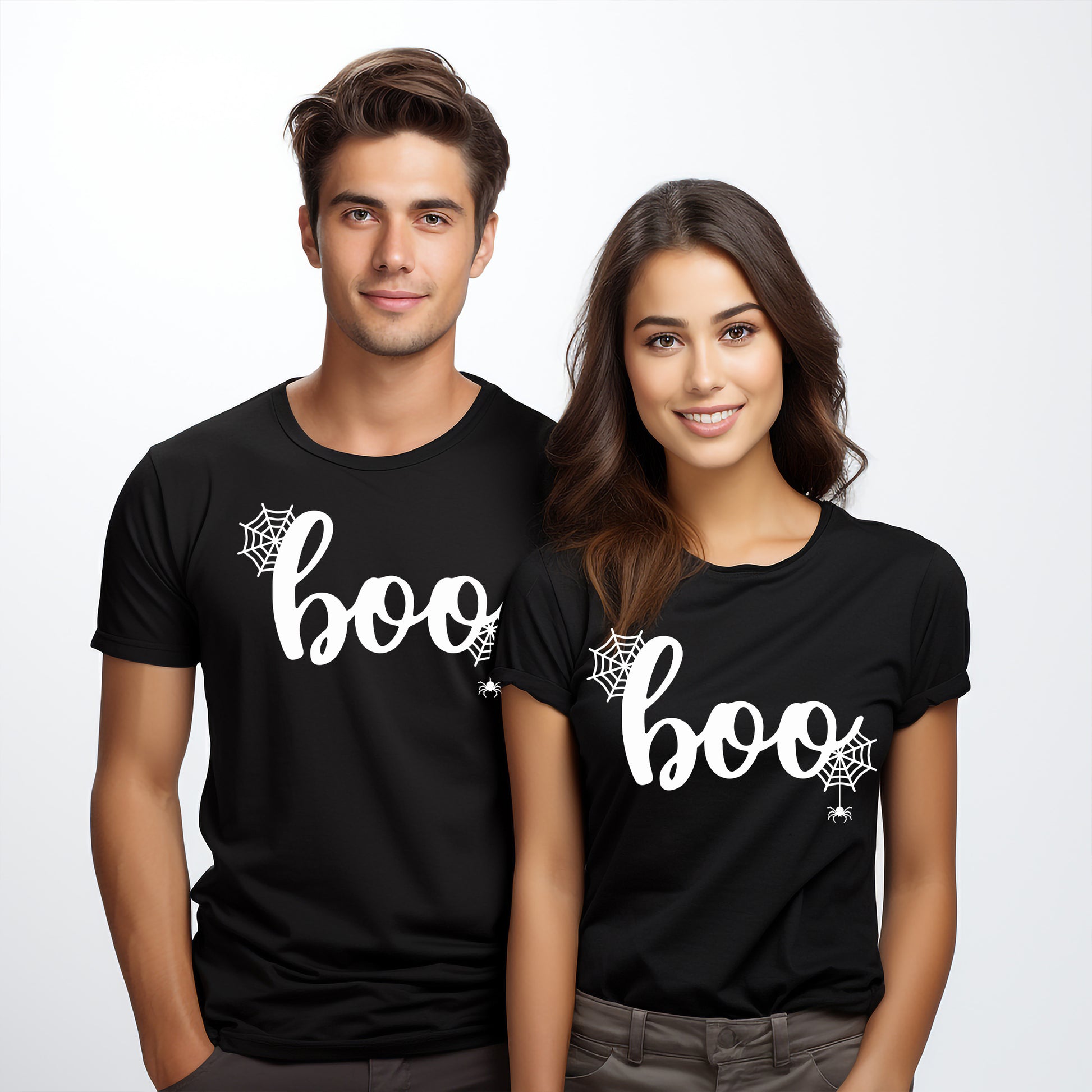 Boo Spindelnät Halloween T-shirt-Lovely Text