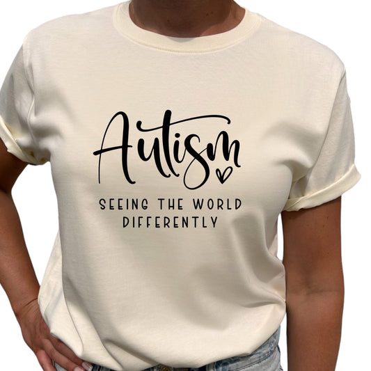 Autism Seeing the World Differently T-shirt-Lovely Text
