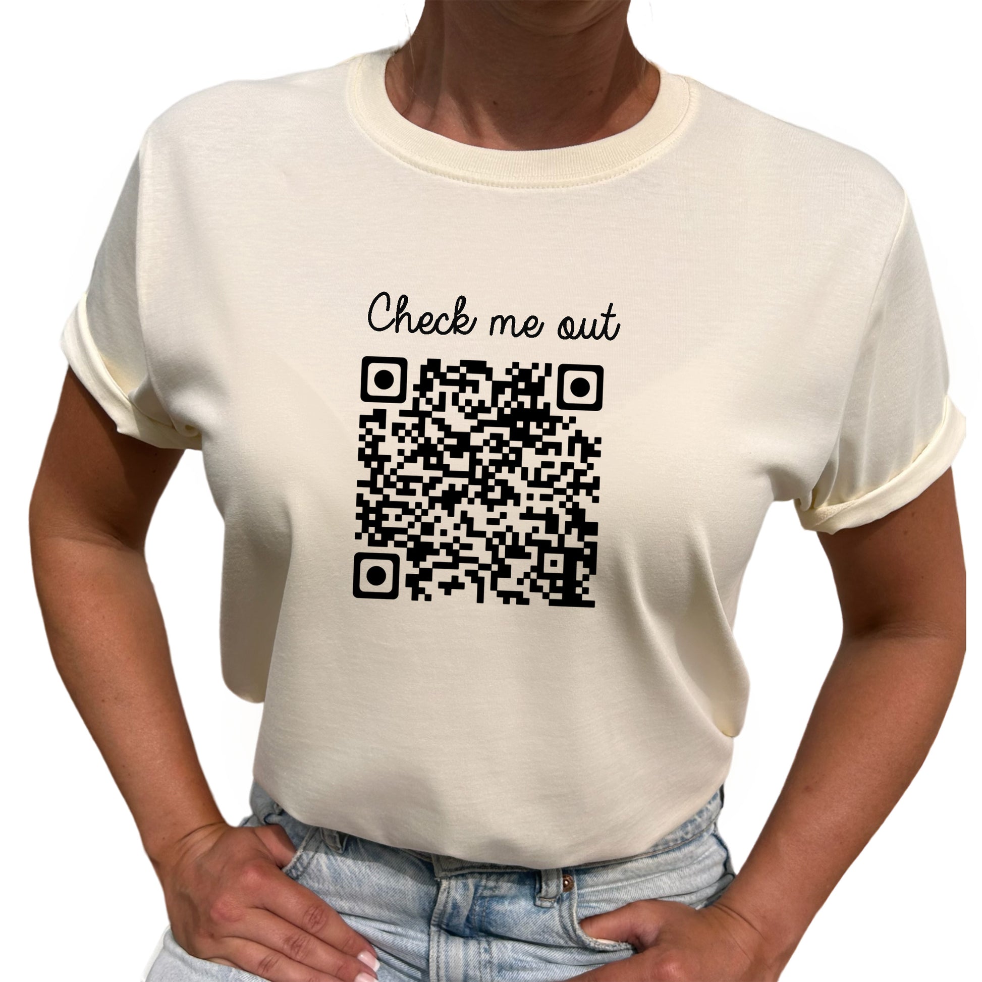 Check Me Out QR kod T-shirt-Lovely Text