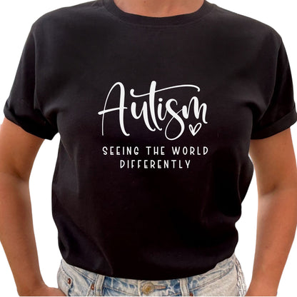 Autism Seeing the World Differently T-shirt-Lovely Text
