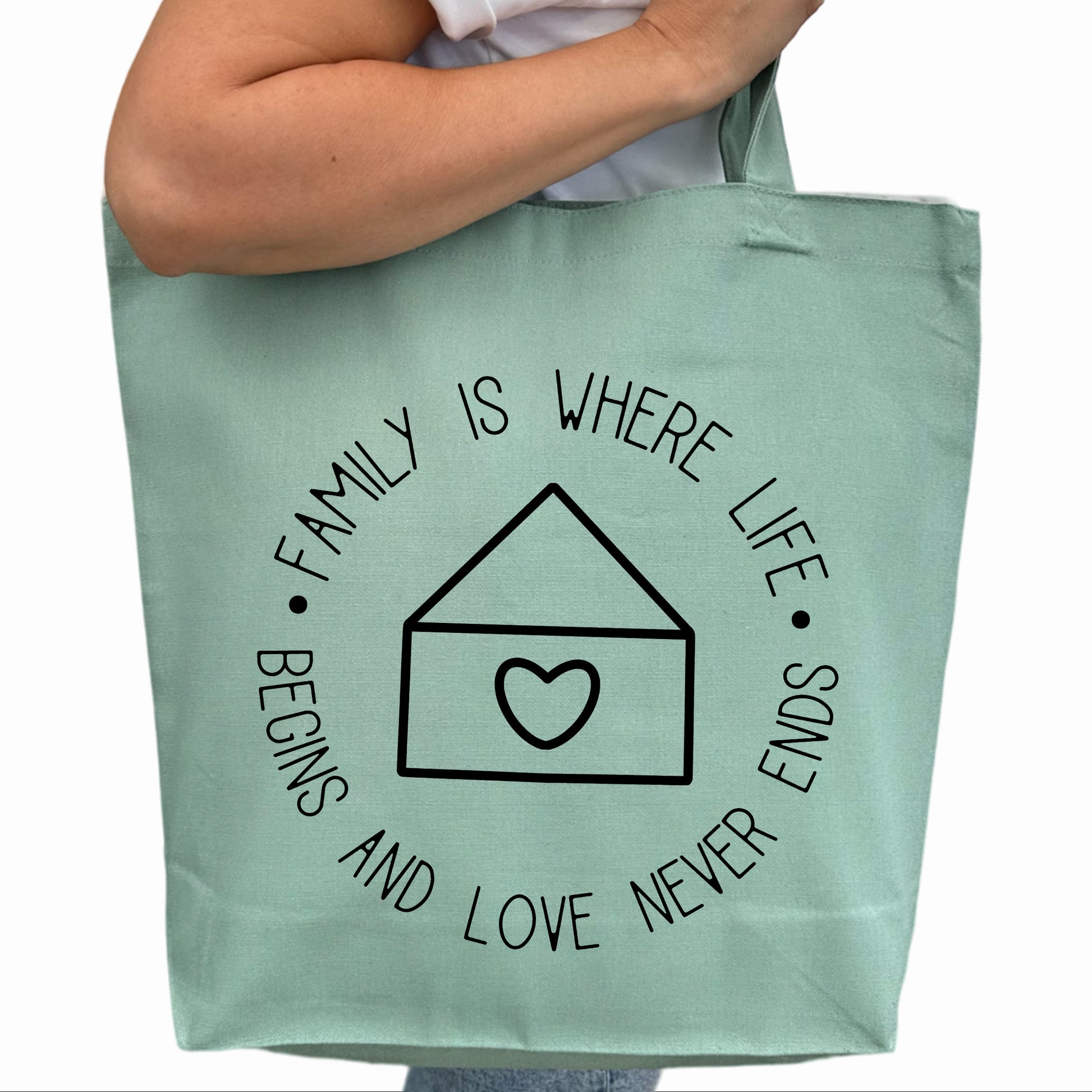 Family is where Life Begins and Love Never Ends Tygpåse-Lovely Text