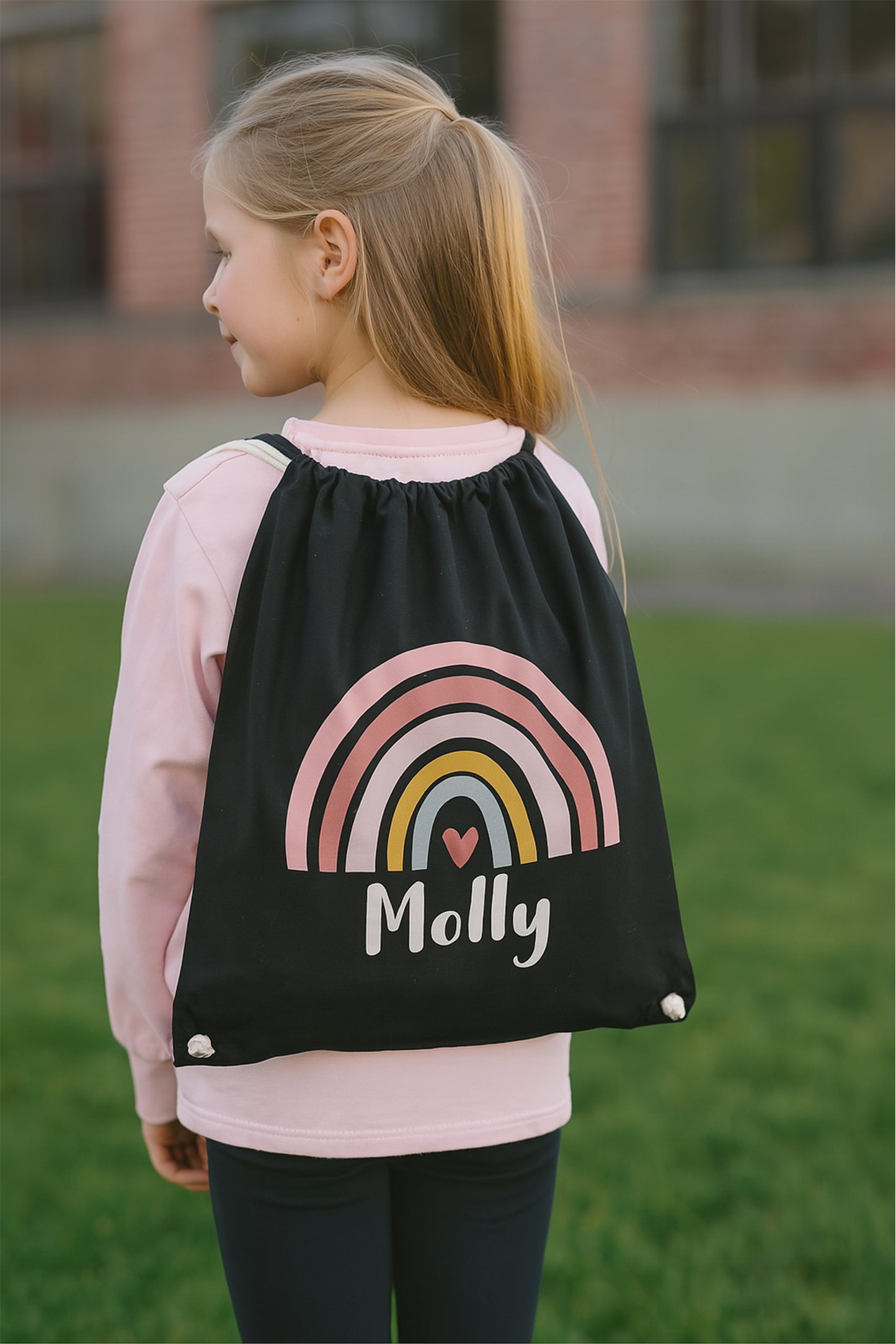 Personlig Gympapåse med Pastell Regnbåge och Namn
