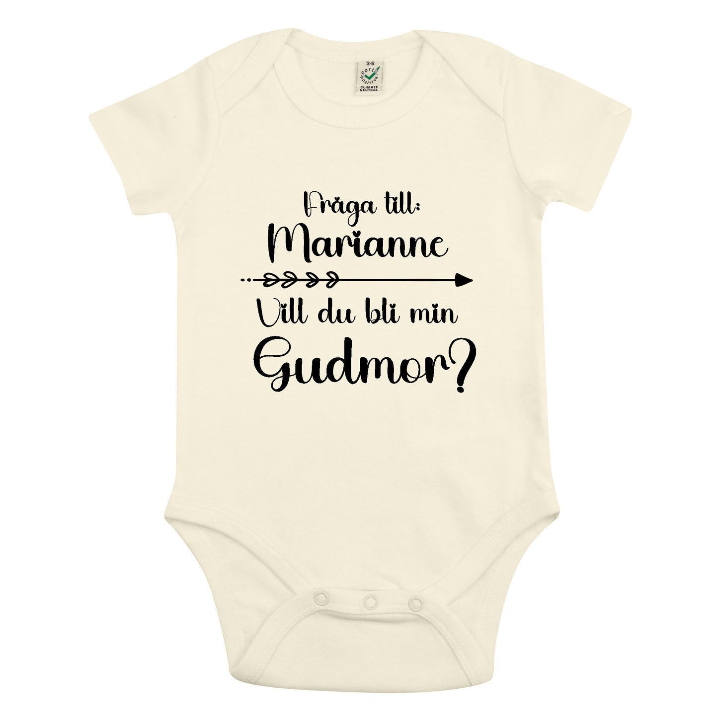 Fråga till: <NAMN> Vill du bli min Gudmor/Gudfar? Babybody Nyfödd-Lovely Text