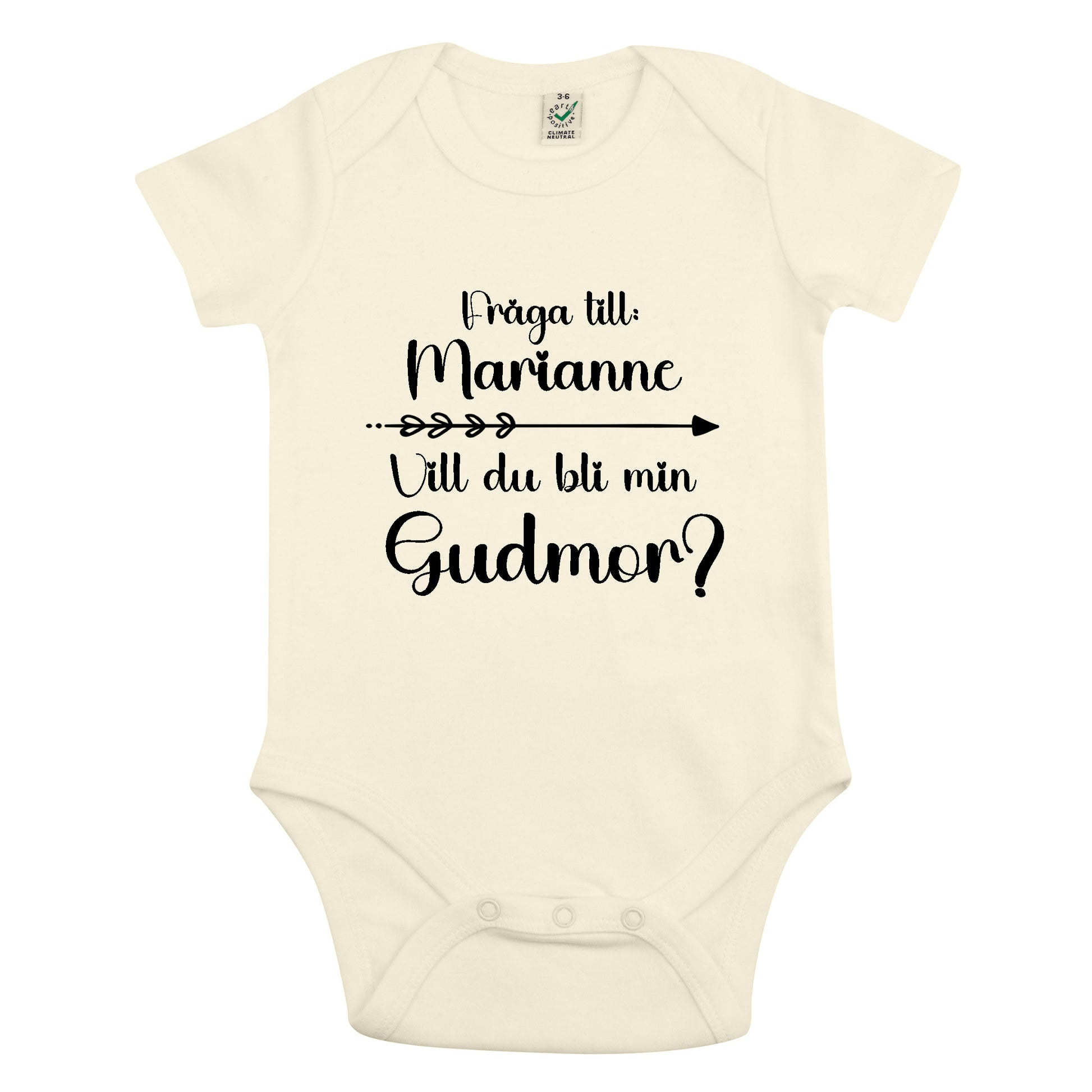 Fråga till: <NAMN> Vill du bli min Gudmor/Gudfar? Babybody Nyfödd-Lovely Text