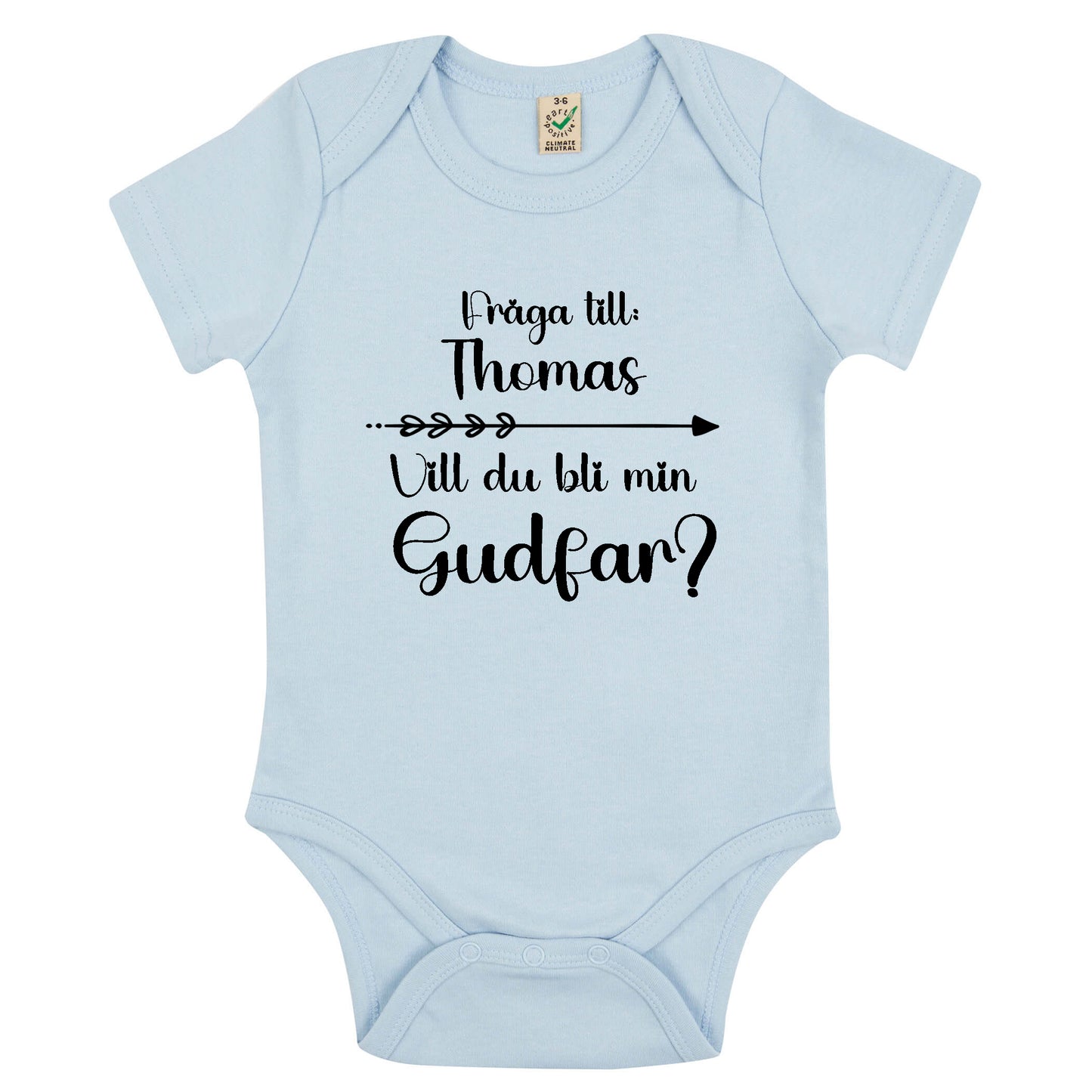 Fråga till: <NAMN> Vill du bli min Gudmor/Gudfar? Babybody Nyfödd-Lovely Text
