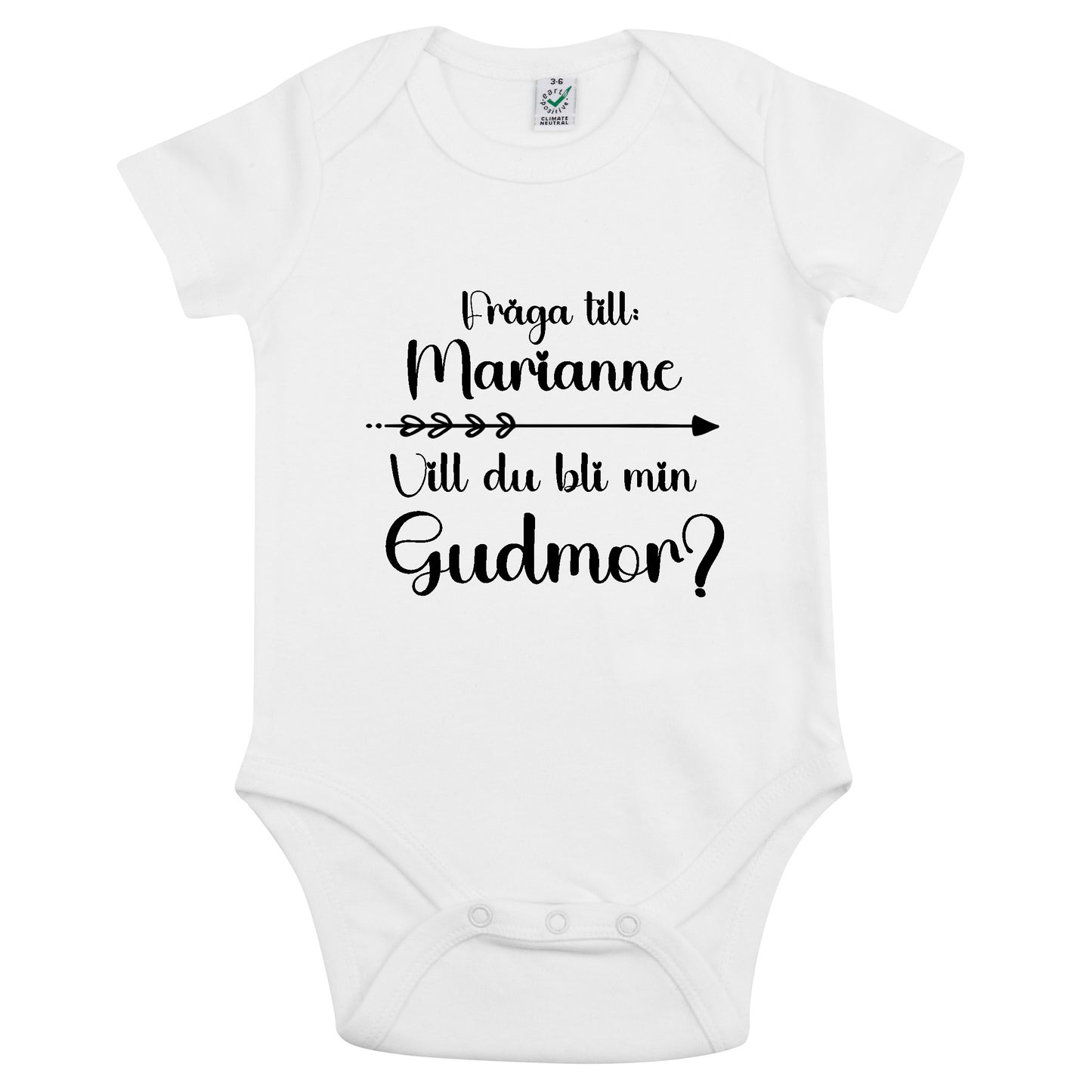 Fråga till: <NAMN> Vill du bli min Gudmor/Gudfar? Babybody Nyfödd-Lovely Text