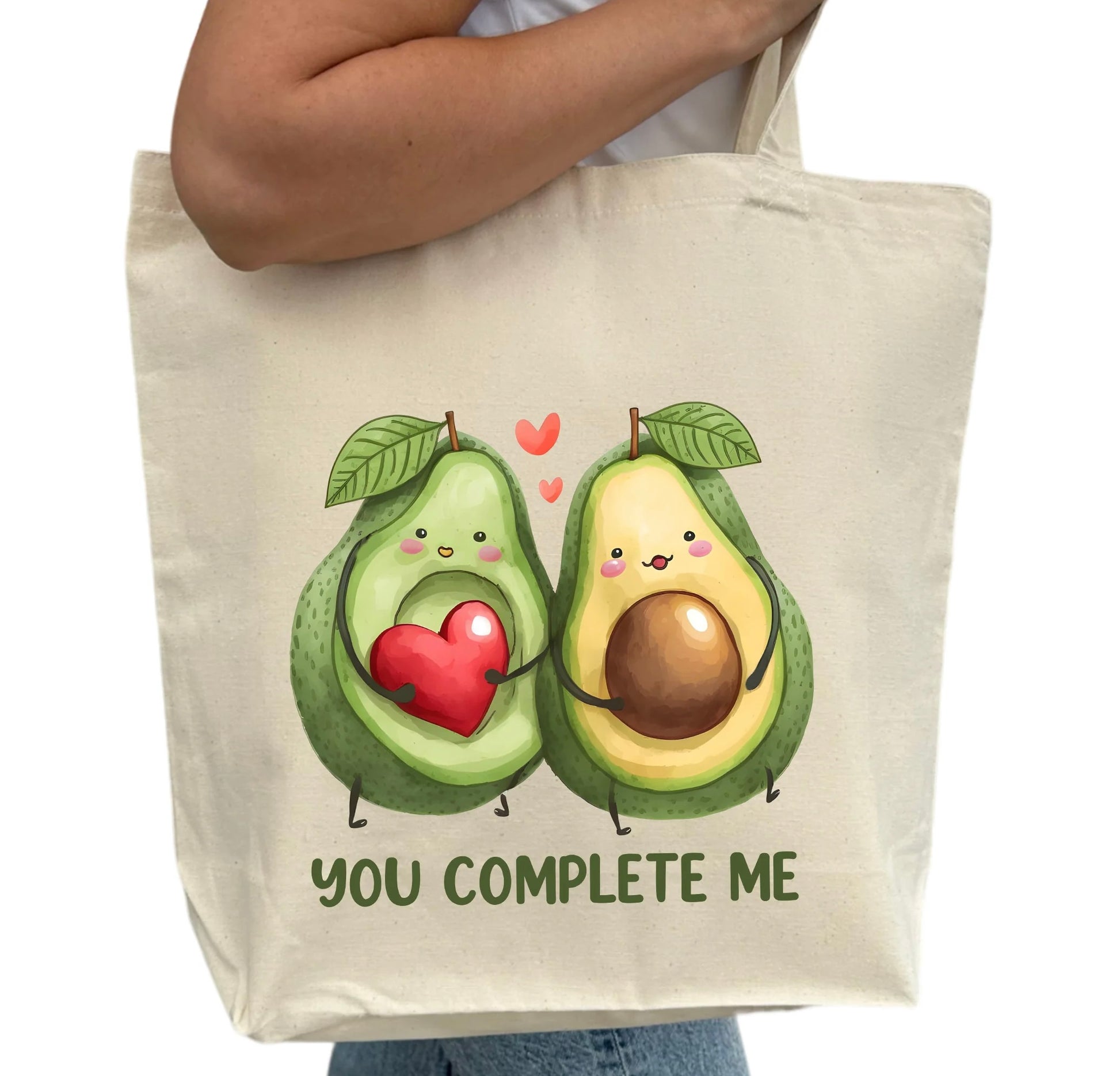 You Complete Me Avocado Tygpåse-Lovely Text