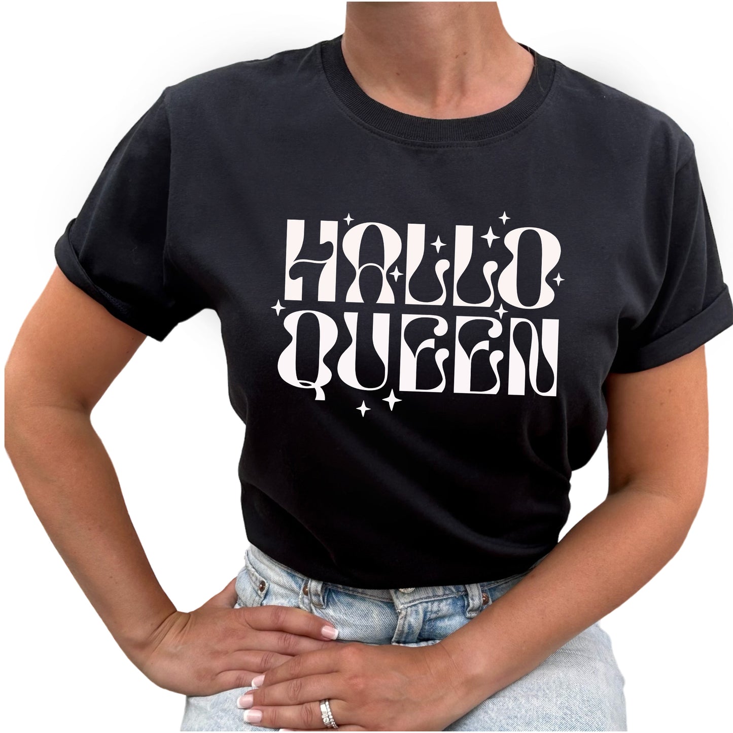 Hallo Queen Halloween T-shirt-Lovely Text