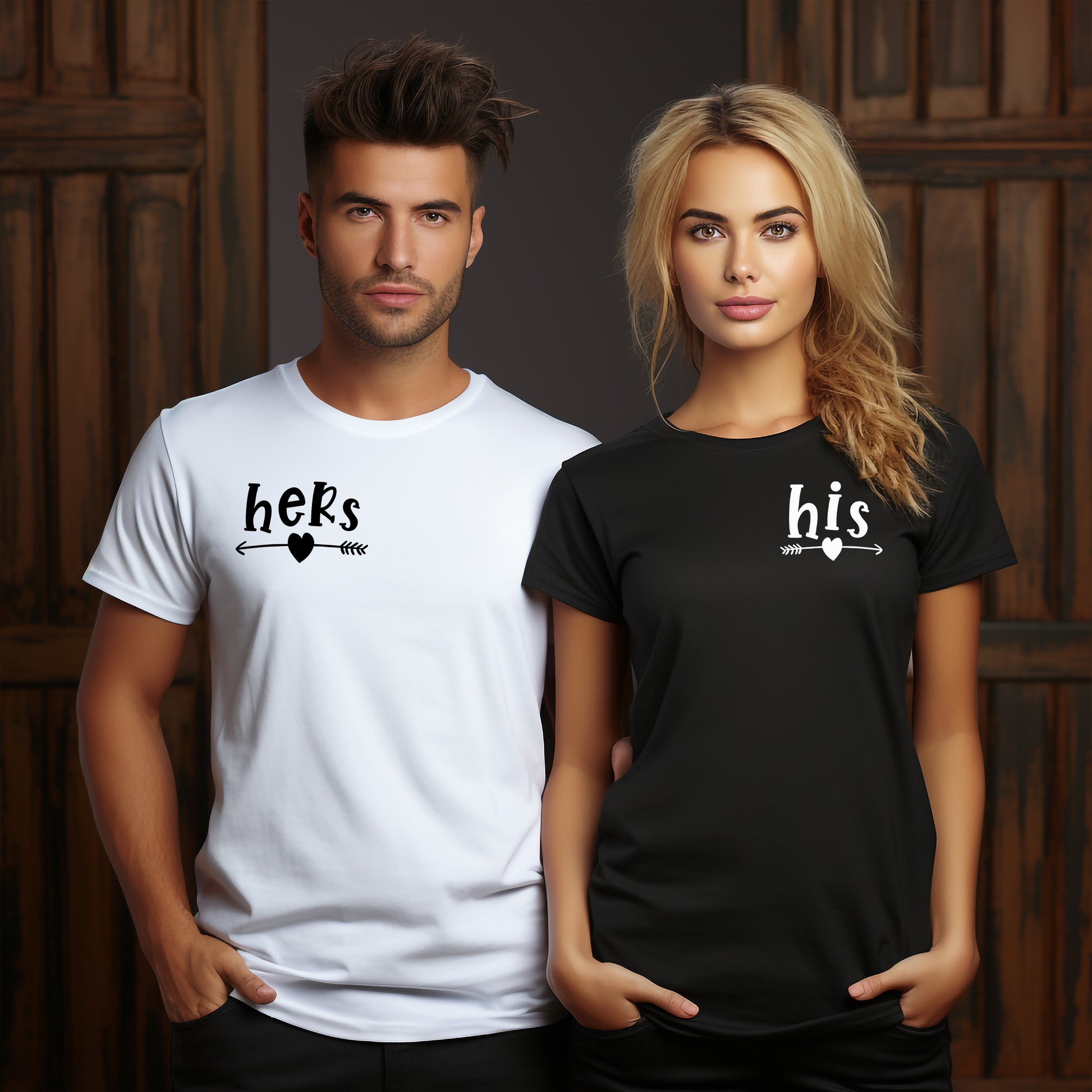 His och Hers – Matchande T-shirts för Par till Alla Hjärtans Dag-Lovely Text