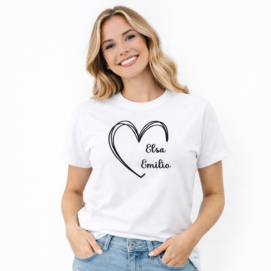 Personlig Mamma T-shirt med Hjärta & Barnens Namn