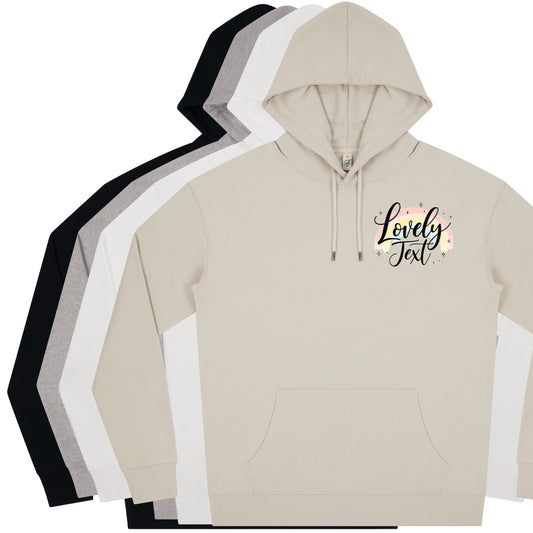 Hoodie Unisex – Stilren och Bekväm med Tryck-Lovely Text