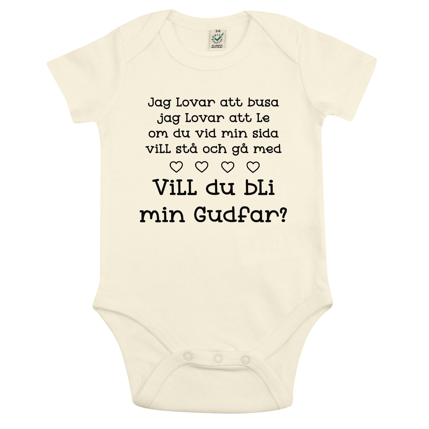 Jag lovar att busa, jag lovar att le.. Vill du bli min Gudmor/Gudfar? – Personlig Babybody-Lovely Text