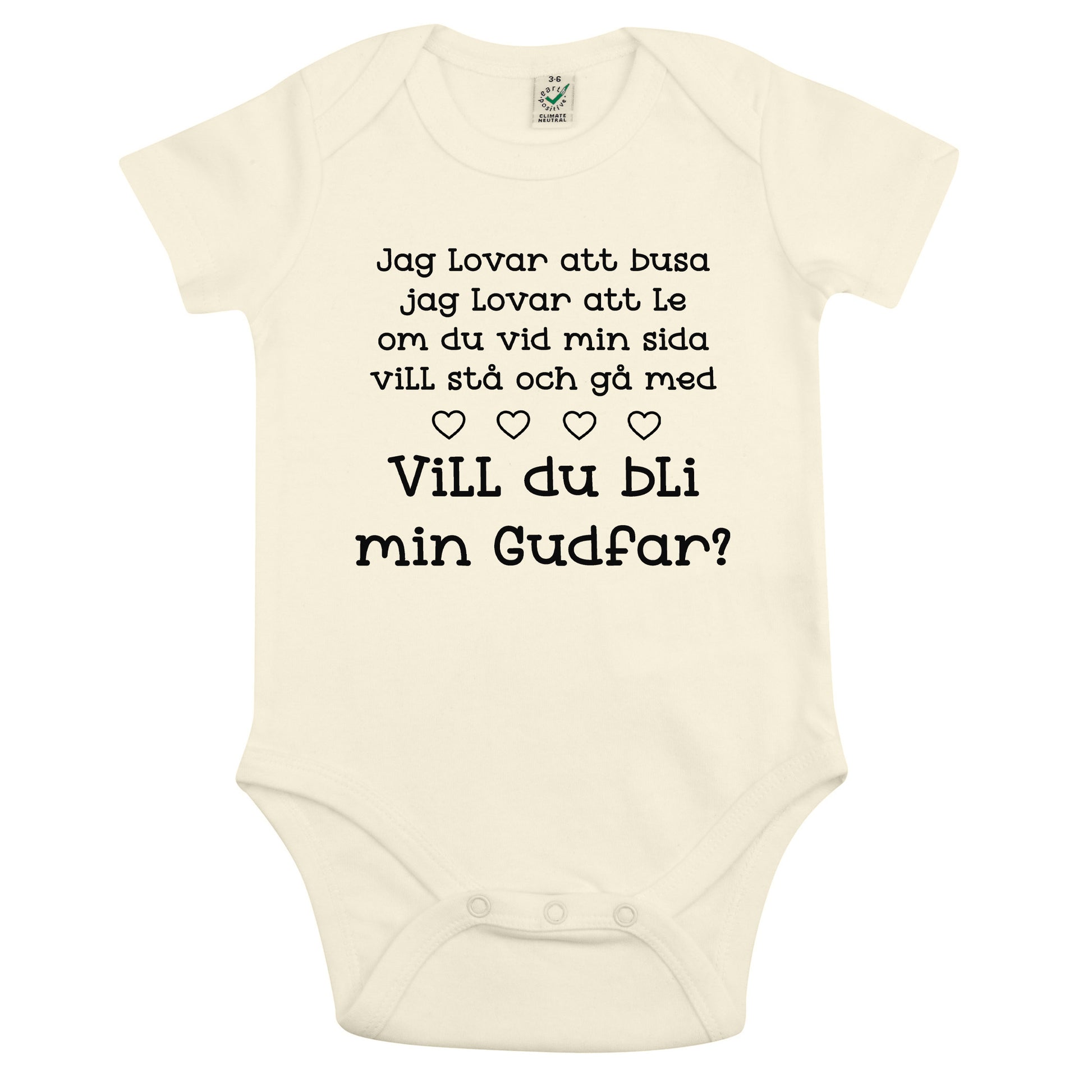 Jag lovar att busa, jag lovar att le.. Vill du bli min Gudmor/Gudfar? – Personlig Babybody-Lovely Text