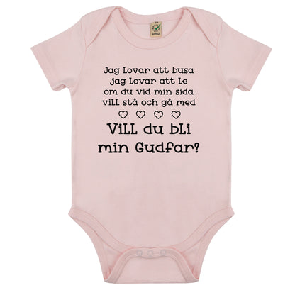 Jag lovar att busa, jag lovar att le.. Vill du bli min Gudmor/Gudfar? – Personlig Babybody-Lovely Text