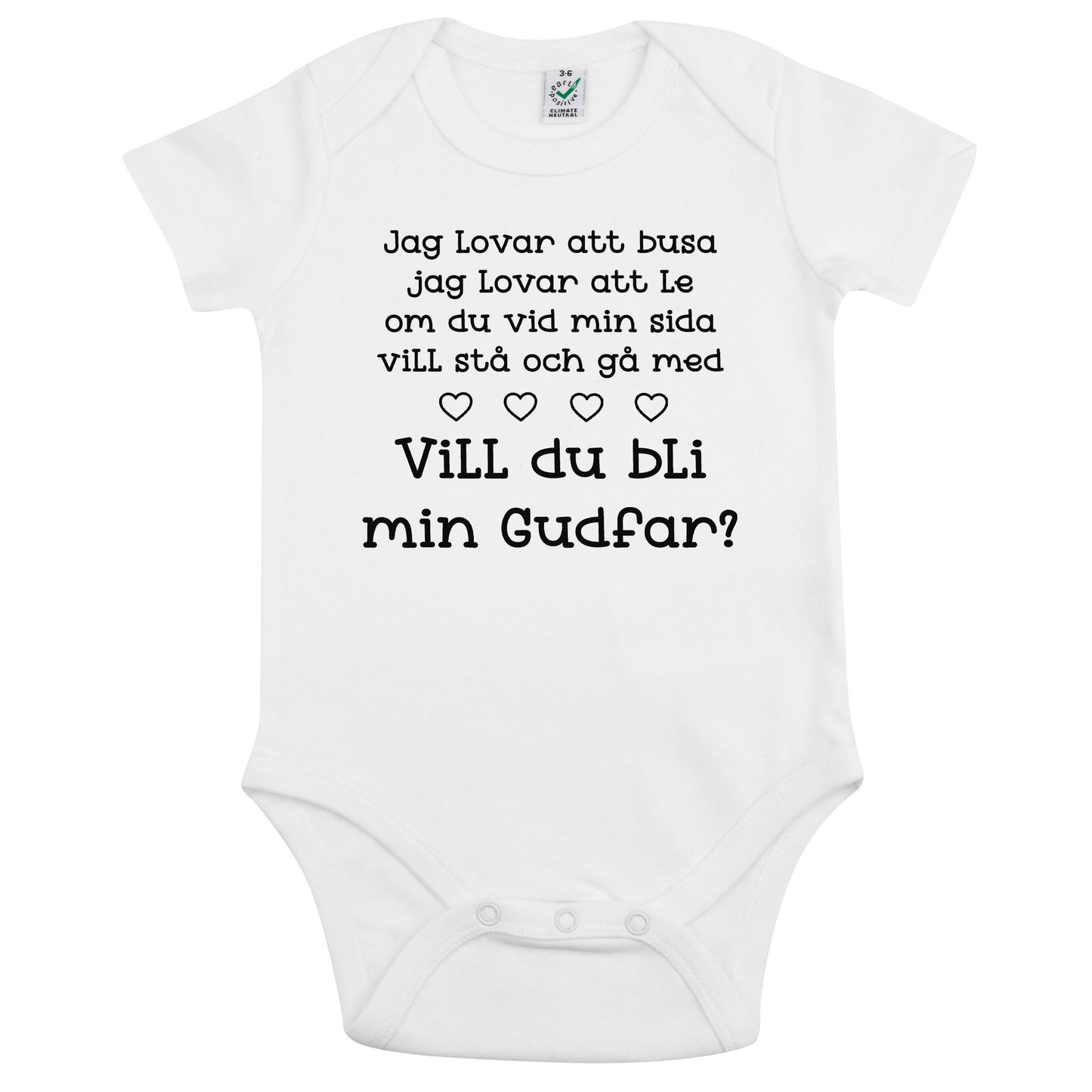 Jag lovar att busa, jag lovar att le.. Vill du bli min Gudmor/Gudfar? – Personlig Babybody-Lovely Text