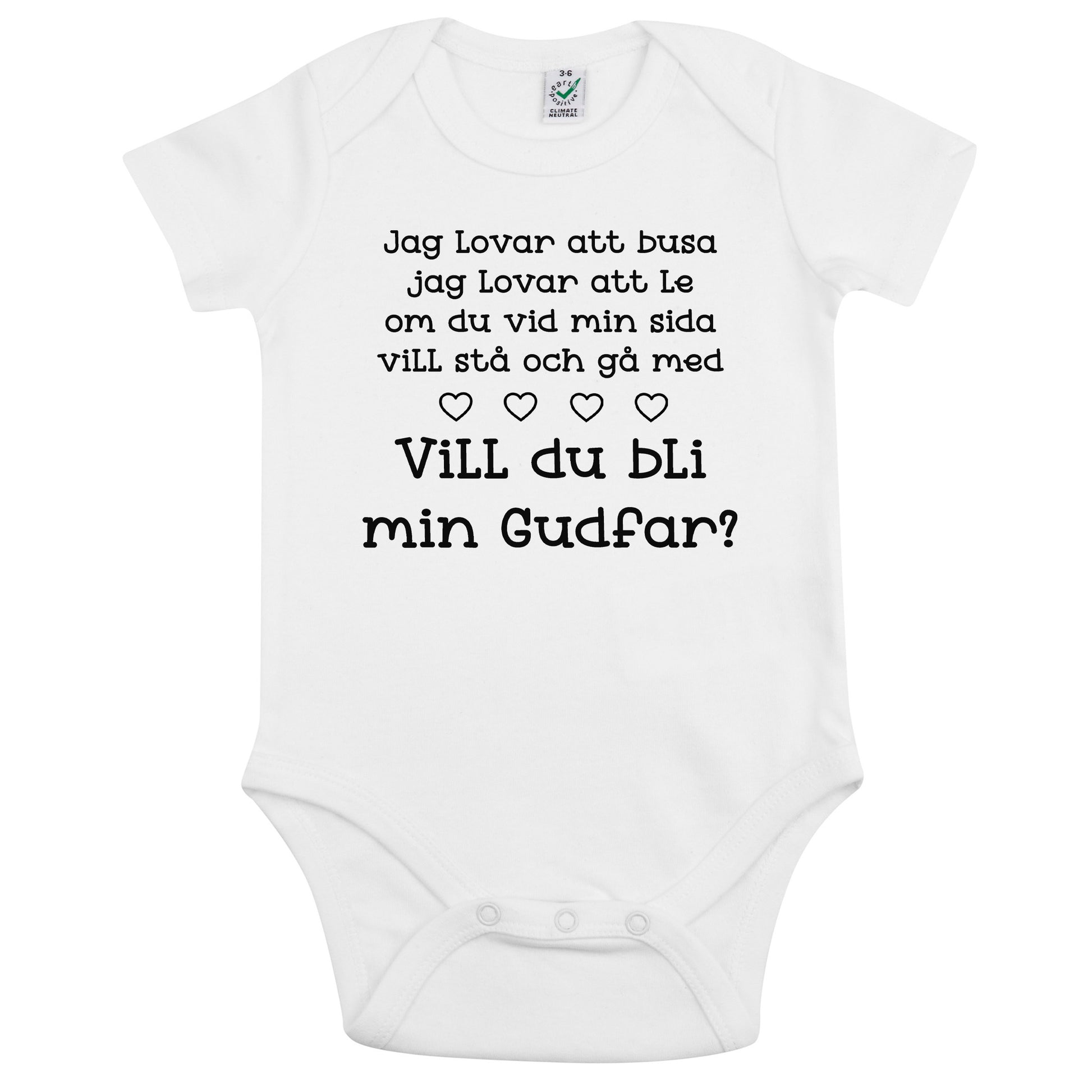 Jag lovar att busa, jag lovar att le.. Vill du bli min Gudmor/Gudfar? – Personlig Babybody-Lovely Text