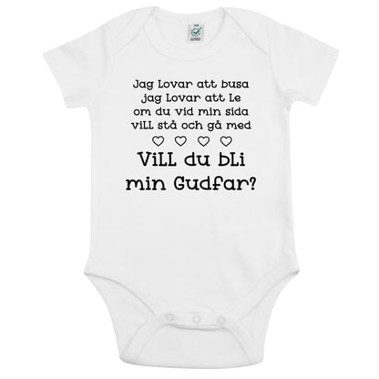Jag lovar att busa, jag lovar att le.. Vill du bli min Gudmor/Gudfar? – Personlig Babybody-Lovely Text