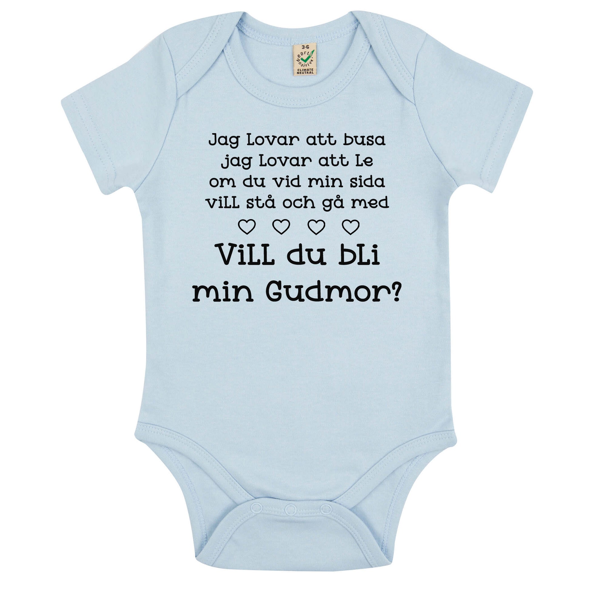 Jag lovar att busa, jag lovar att le.. Vill du bli min Gudmor/Gudfar? – Personlig Babybody-Lovely Text