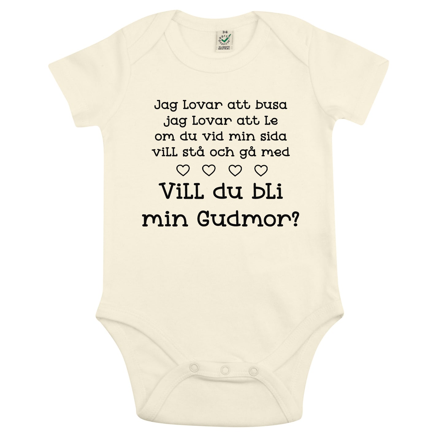 Jag lovar att busa, jag lovar att le.. Vill du bli min Gudmor/Gudfar? – Personlig Babybody-Lovely Text