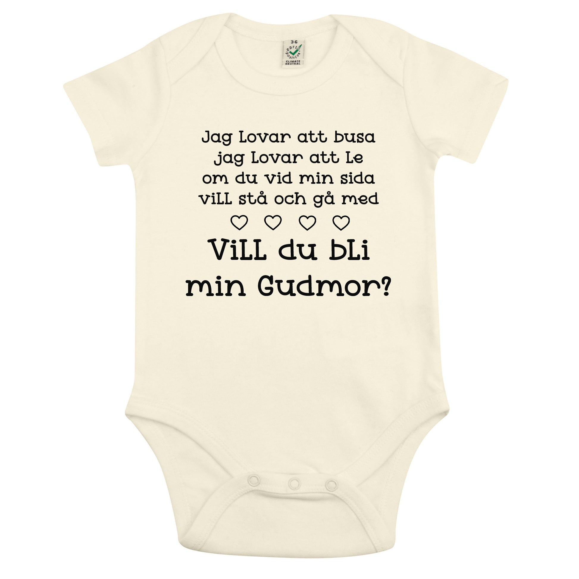 Jag lovar att busa, jag lovar att le.. Vill du bli min Gudmor/Gudfar? – Personlig Babybody-Lovely Text