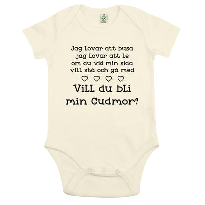 Jag lovar att busa, jag lovar att le.. Vill du bli min Gudmor/Gudfar? – Personlig Babybody-Lovely Text