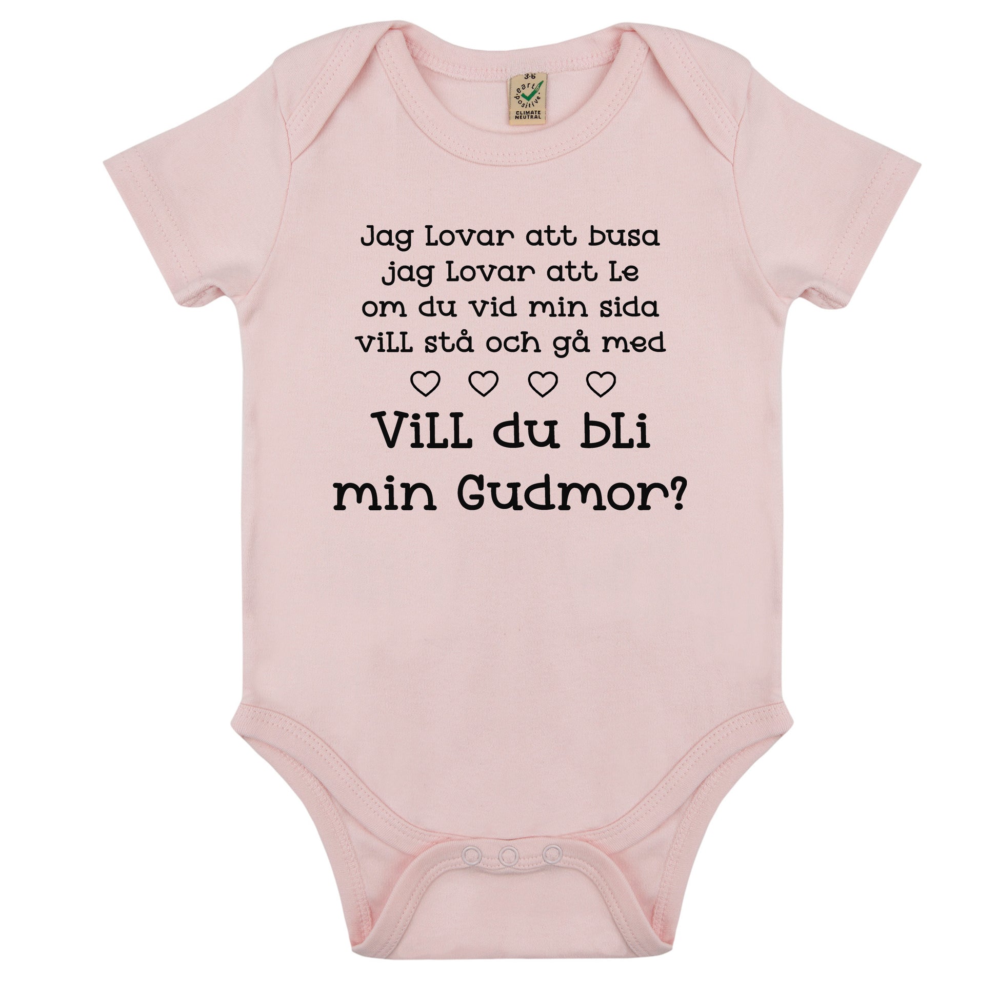 Jag lovar att busa, jag lovar att le.. Vill du bli min Gudmor/Gudfar? – Personlig Babybody-Lovely Text