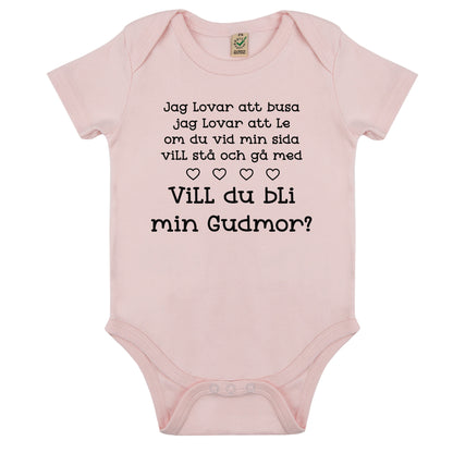 Jag lovar att busa, jag lovar att le.. Vill du bli min Gudmor/Gudfar? – Personlig Babybody-Lovely Text