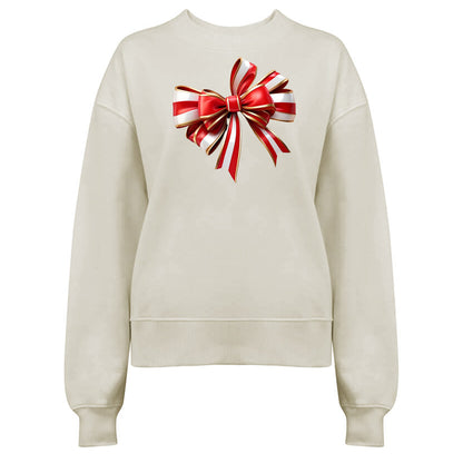 Elegant Jultröja med Röd/Guld Rosett – Festlig Julmode-Lovely Text