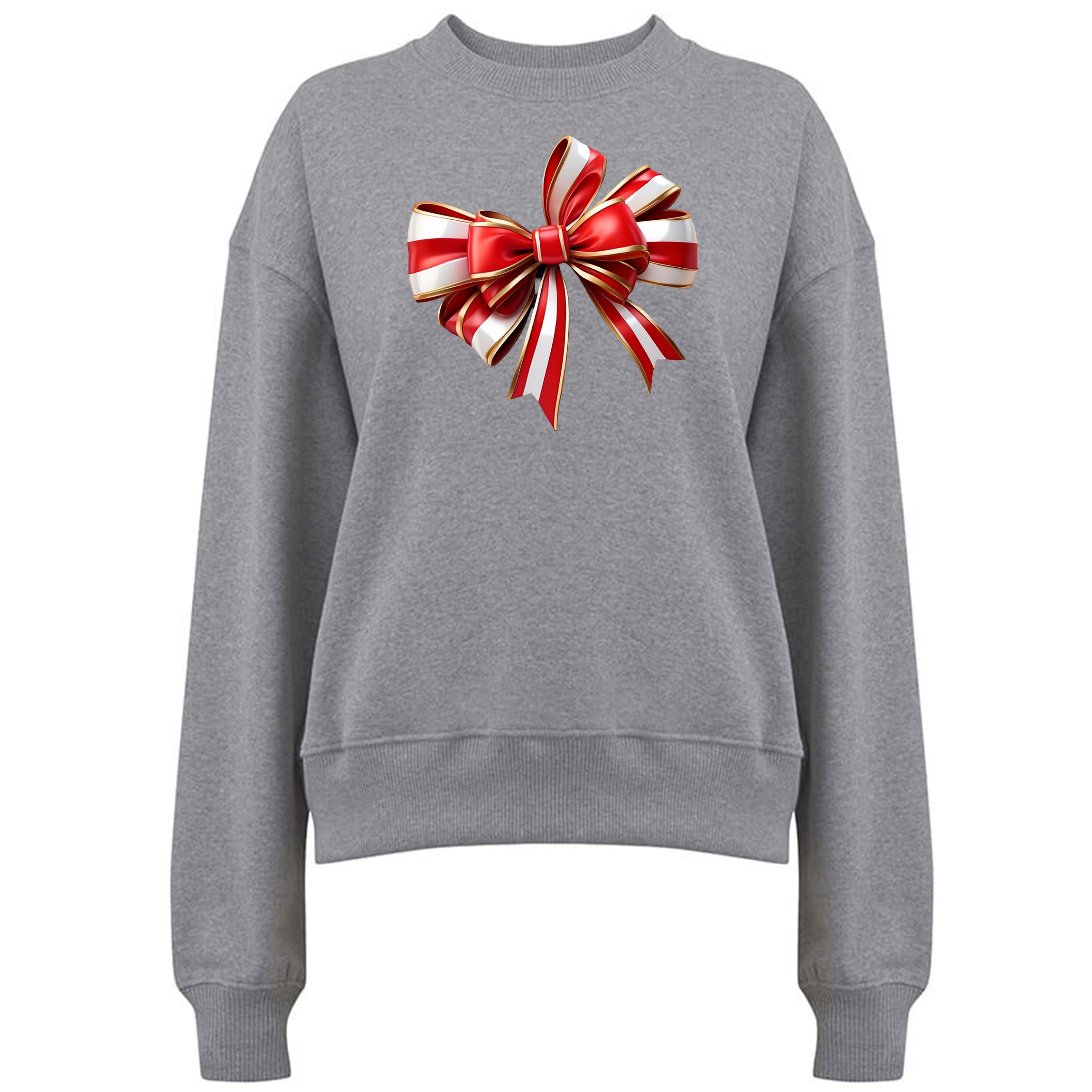 Elegant Jultröja med Röd/Guld Rosett – Festlig Julmode – Blanco Design