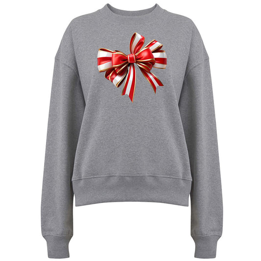 Elegant Jultröja med Röd/Guld Rosett – Festlig Julmode-Lovely Text