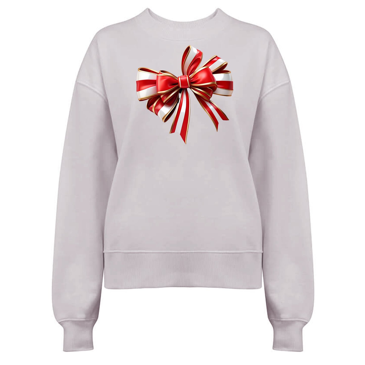 Elegant Jultröja med Röd/Guld Rosett – Festlig Julmode-Lovely Text