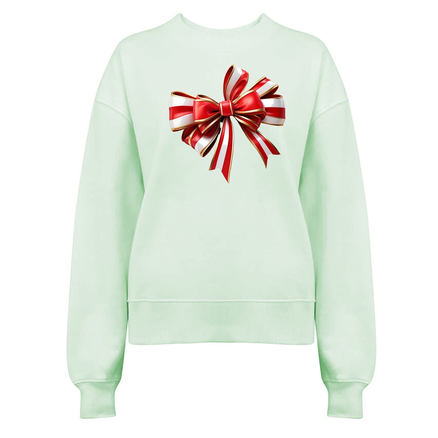 Elegant Jultröja med Röd/Guld Rosett – Festlig Julmode-Lovely Text
