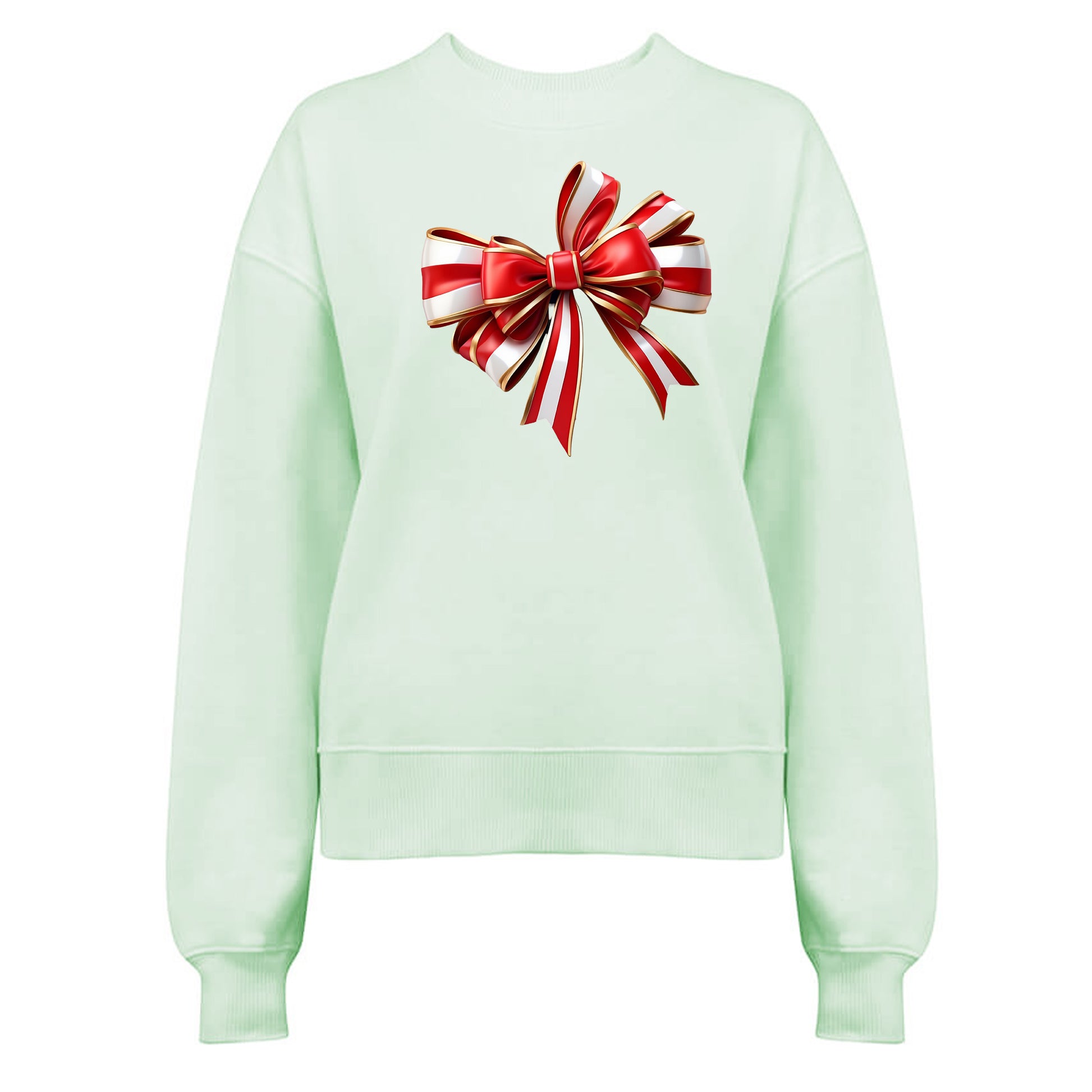 Elegant Jultröja med Röd/Guld Rosett – Festlig Julmode-Lovely Text
