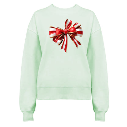 Elegant Jultröja med Röd/Guld Rosett – Festlig Julmode-Lovely Text