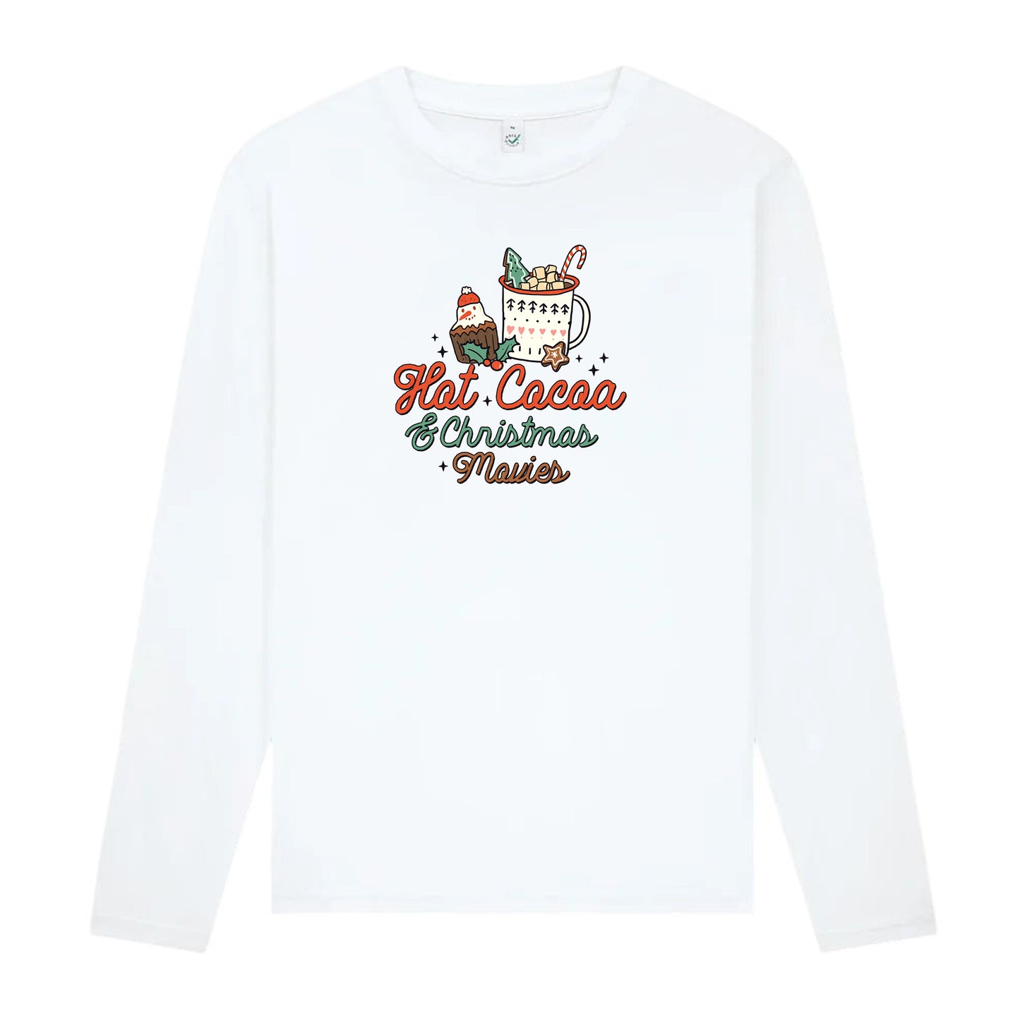 Hot Cocoa & Christmas Movies – Mysig Långärmad Jul T-shirt