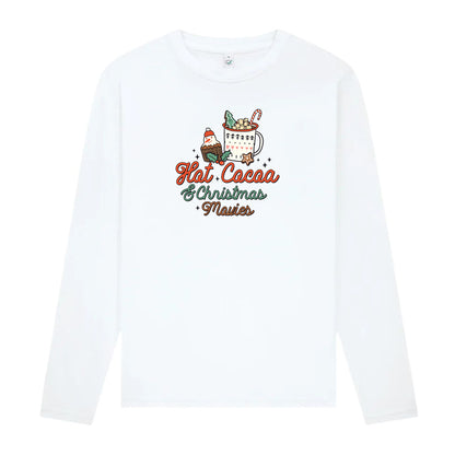 Hot Cocoa & Christmas Movies – Mysig Långärmad Jul T-shirt