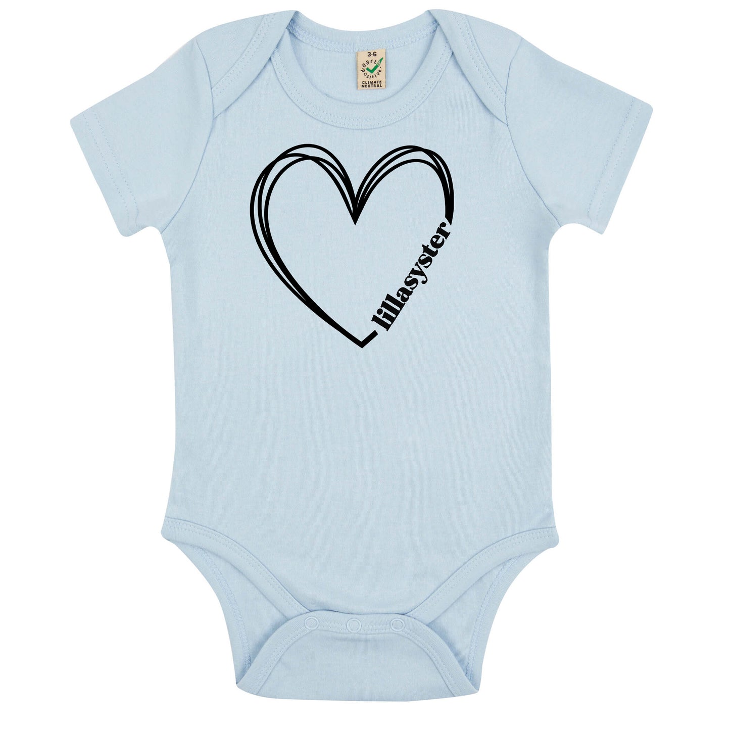 Lillasyster Hjärta Babybody Nyfödd-Lovely Text